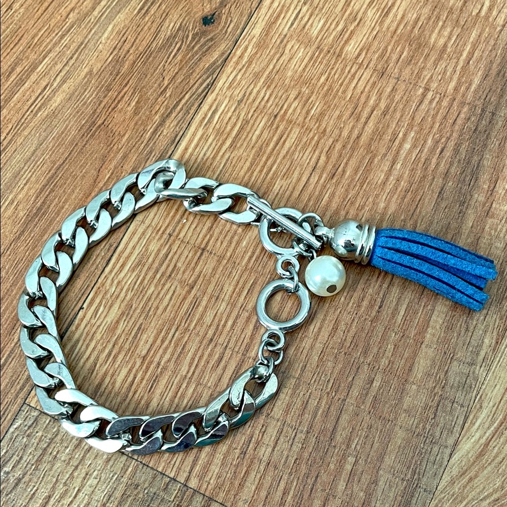 Source Unknown Silver and Blue Bracelet